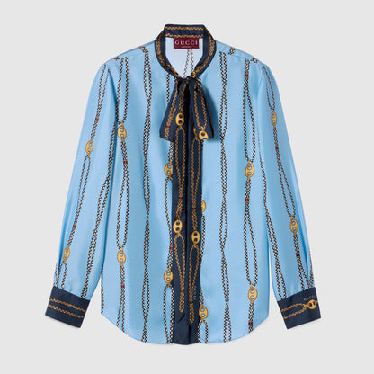 Chemise en twill de soie avec imprimé