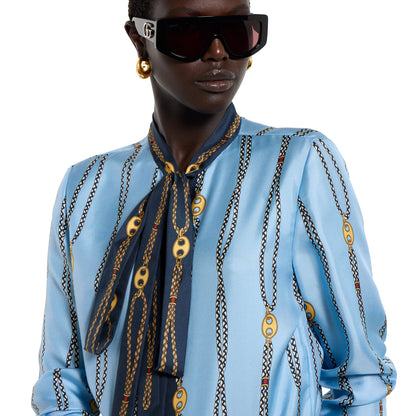 Chemise en twill de soie avec imprimé