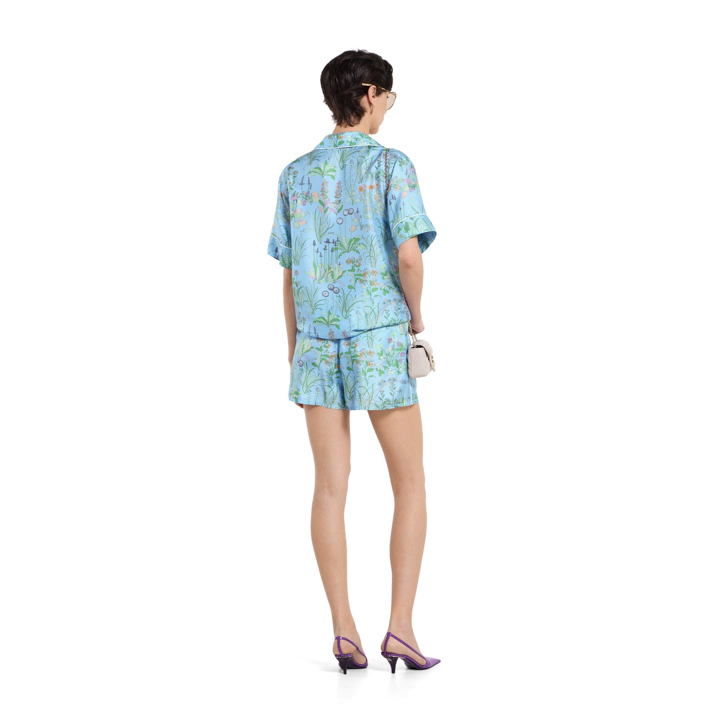 Short en twill de soie avec imprimé