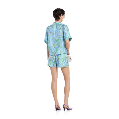 Short en twill de soie avec imprimé