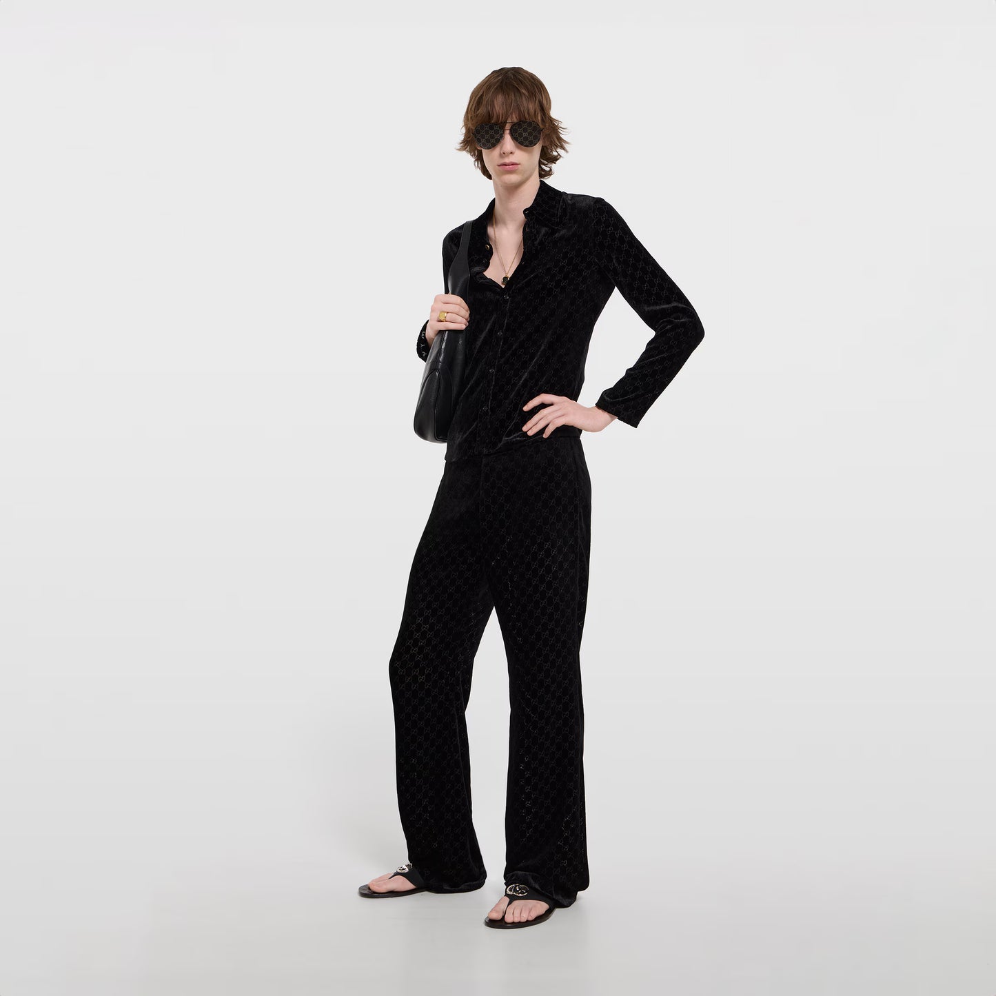 Pantalon en velours dévoré GG stretch