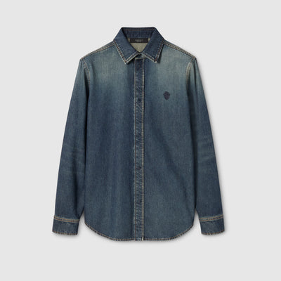 Washed certified cotton denim shirt