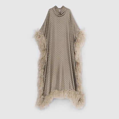 Robe longue en twill de soie imprimé