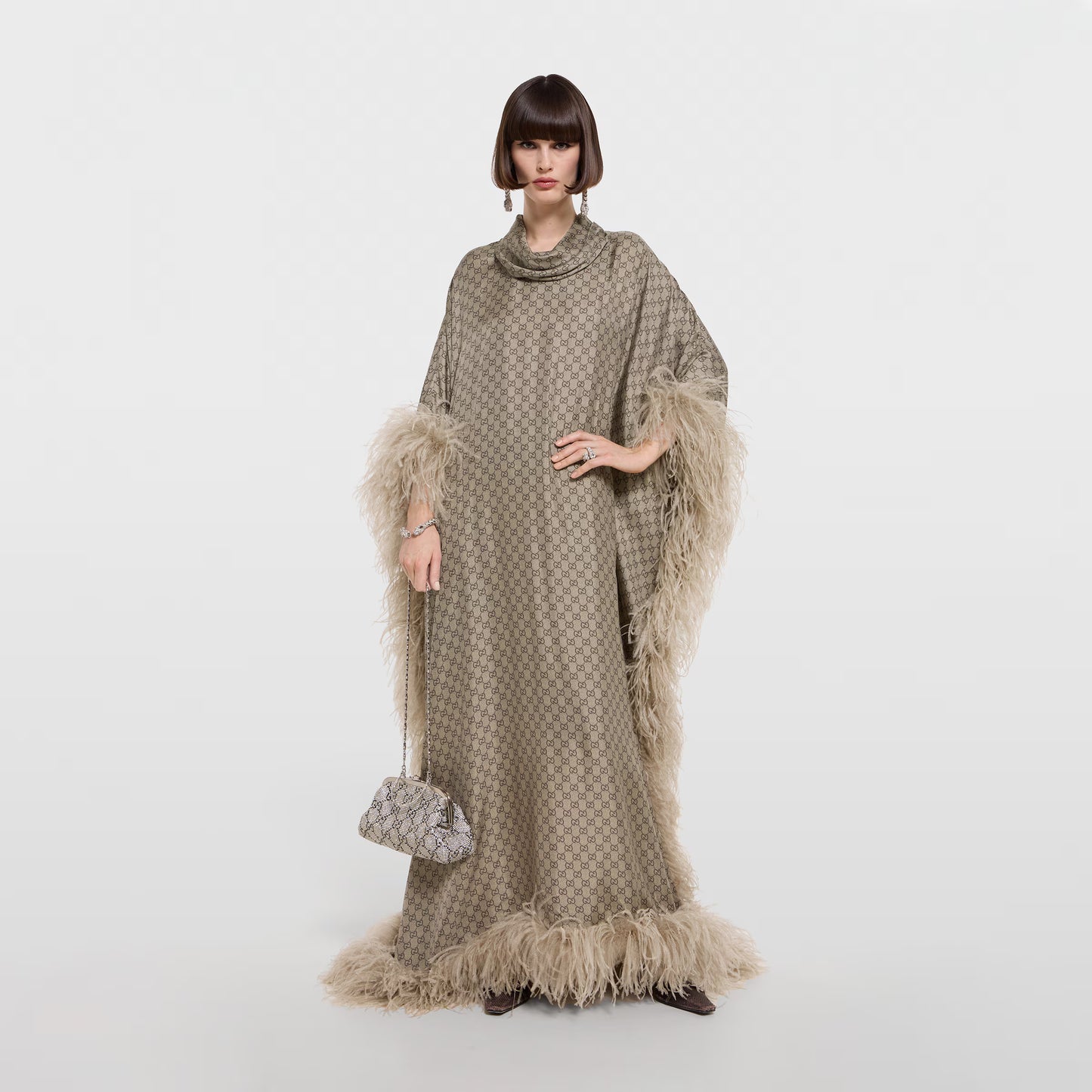 Robe longue en twill de soie imprimé