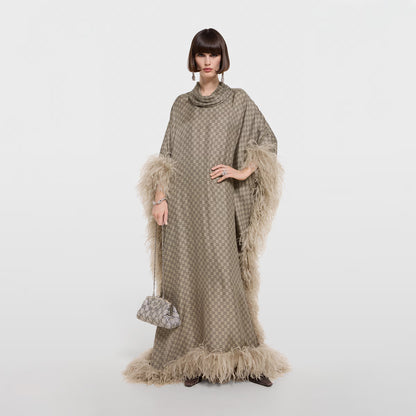 Robe longue en twill de soie imprimé