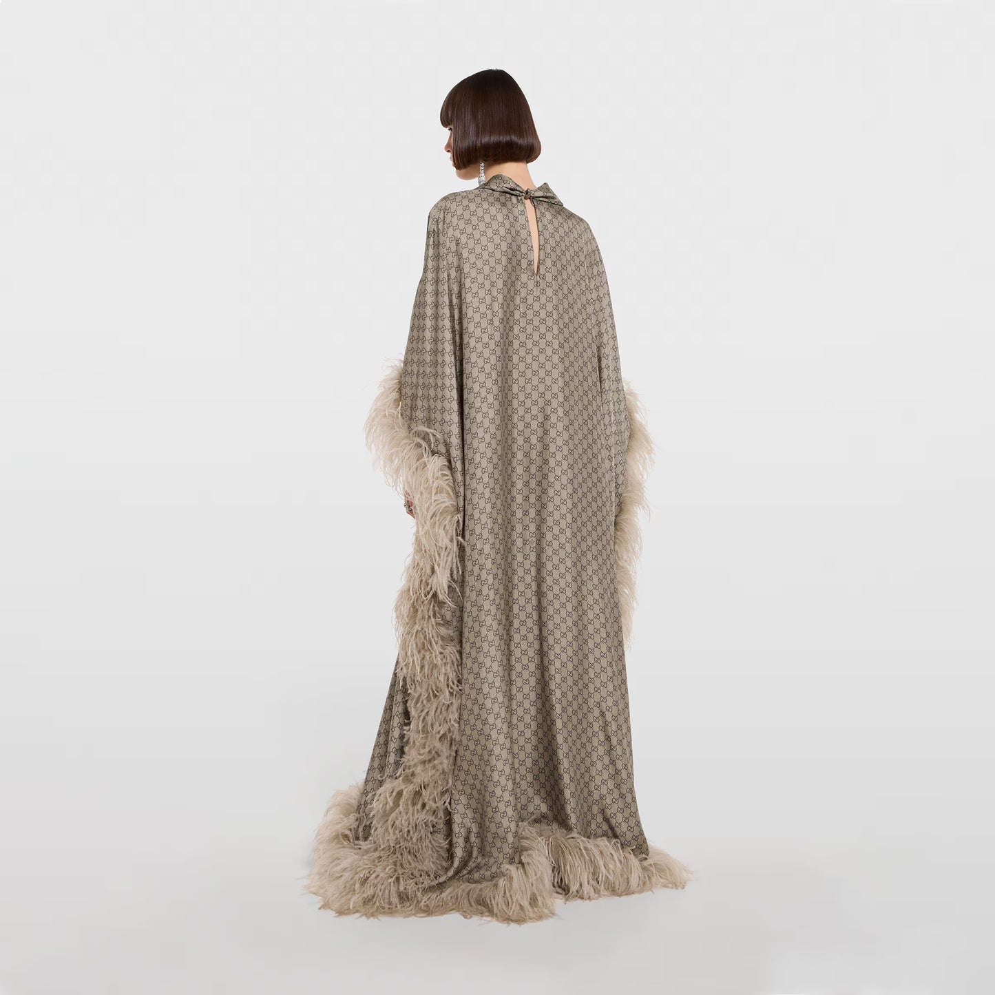 Robe longue en twill de soie imprimé