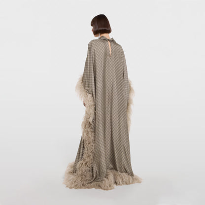 Robe longue en twill de soie imprimé