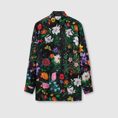 Bluse aus Seidentwill mit Print