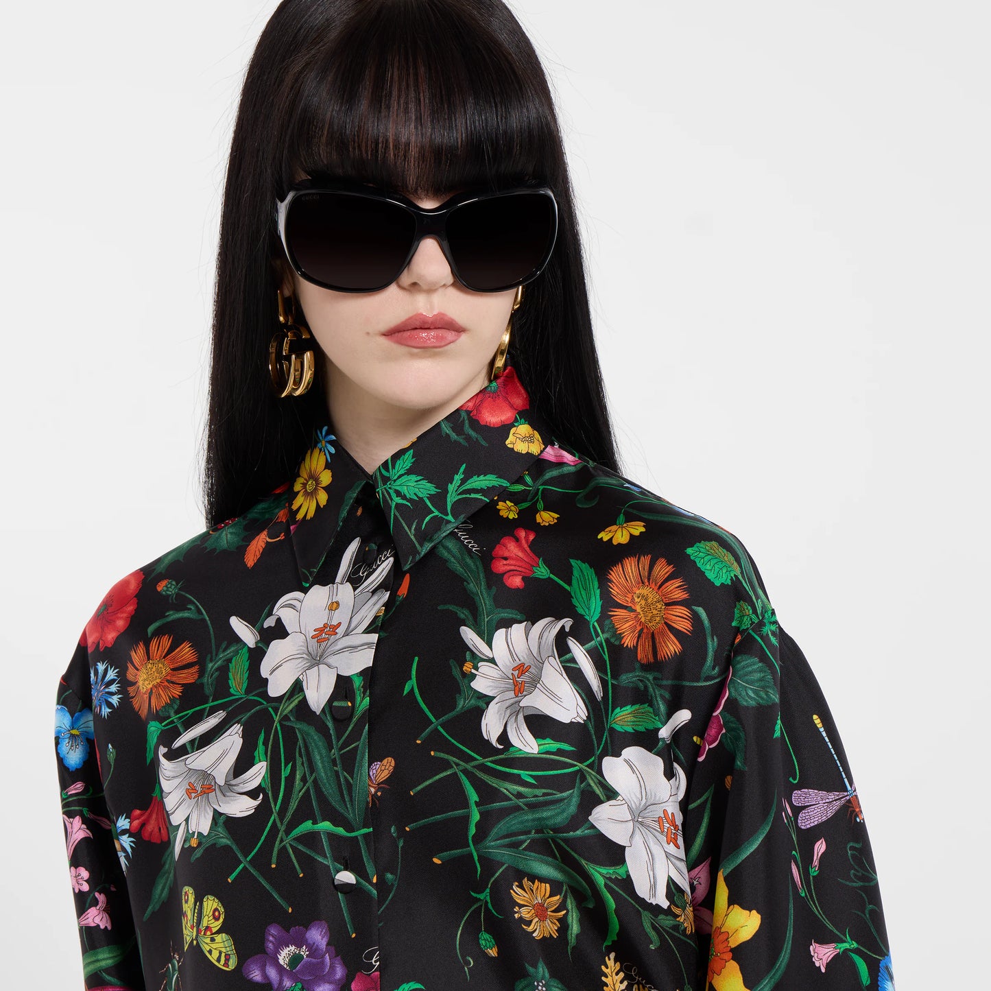 Chemise en twill de soie avec imprimé