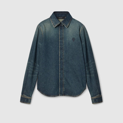 Chemise en denim de coton avec broderie