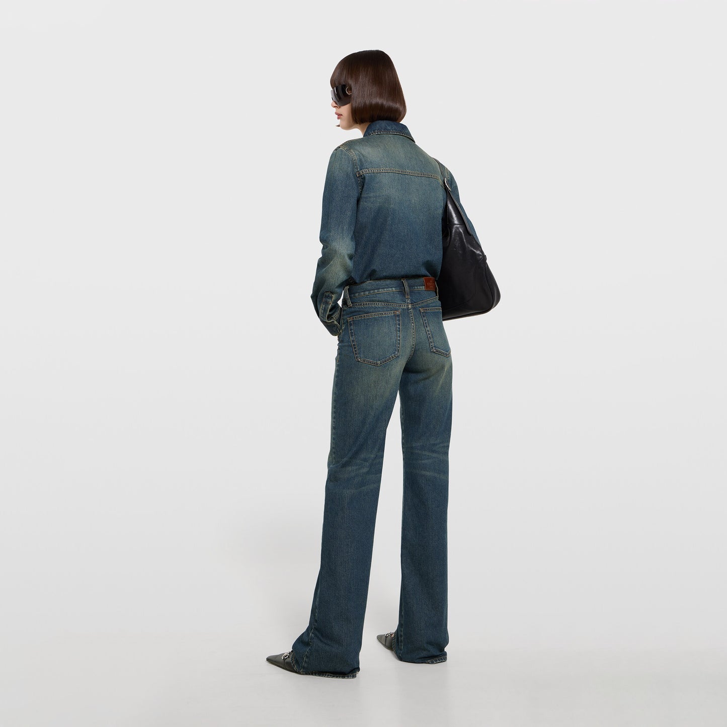 Chemise en denim de coton avec broderie