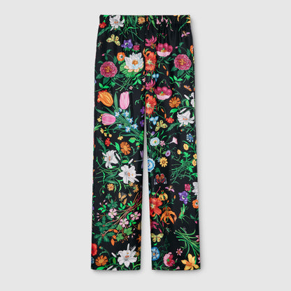 Pantalon en twill de soie imprimé
