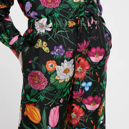 Pantalon en twill de soie imprimé