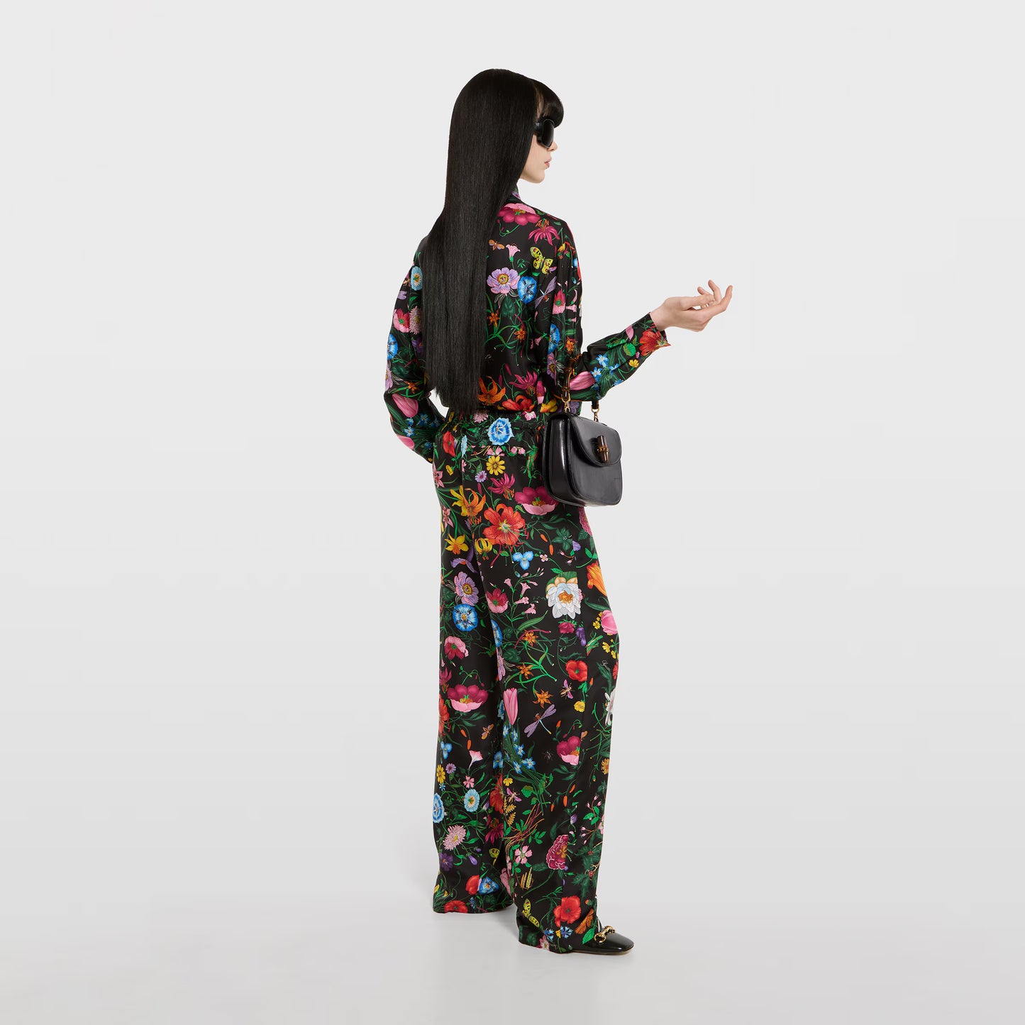 Pantalon en twill de soie imprimé