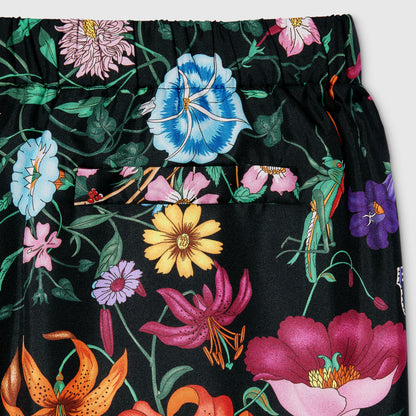 Pantalon en twill de soie imprimé